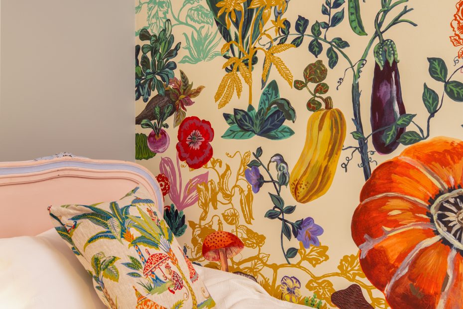 Chambre 2 lits nathalie lete domestic_paris papier peint panoramique zoom